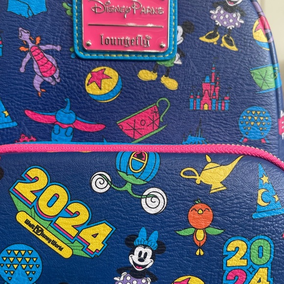 Disney Parks 2024 Loungefly Mini Backpack Mickey Minnie AOP NWT - Picture 12 of 14